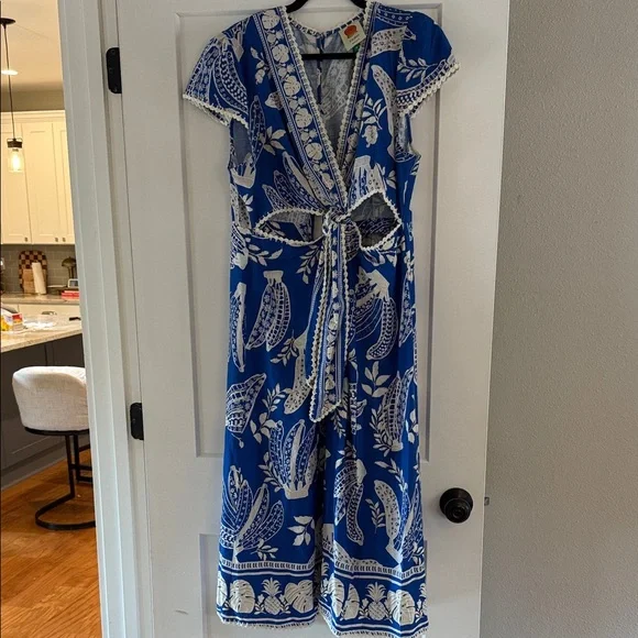 FARM Rio Blue and White Midi Dress - Picture 2 of 5